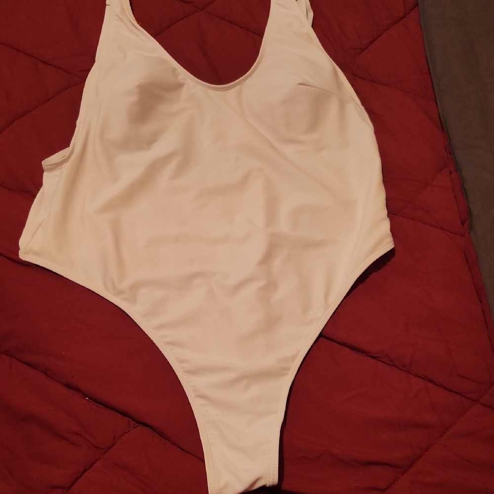 Women's Cream One Piece Thong Swimsuit
